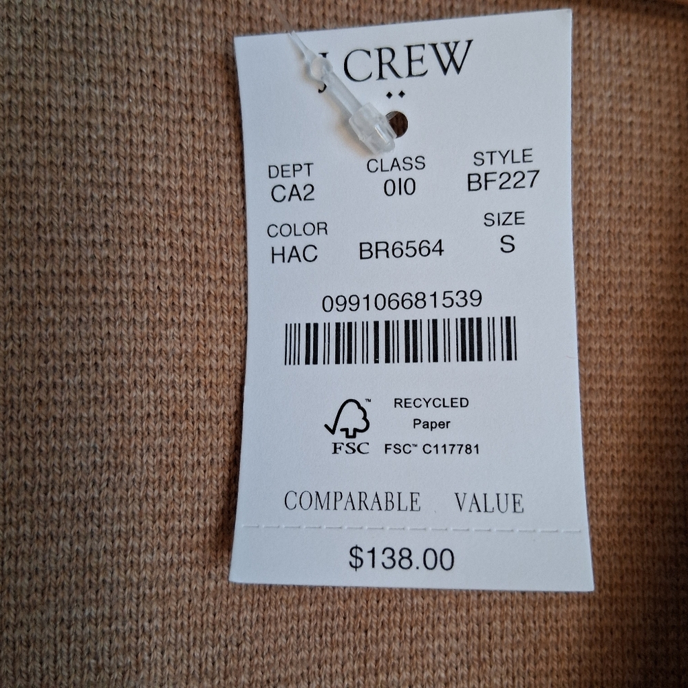 NEW J. Crew Factory Schoolboy Cotton Knit Sweater Blazer Sz Small Camel NWT - Picture 5 of 11